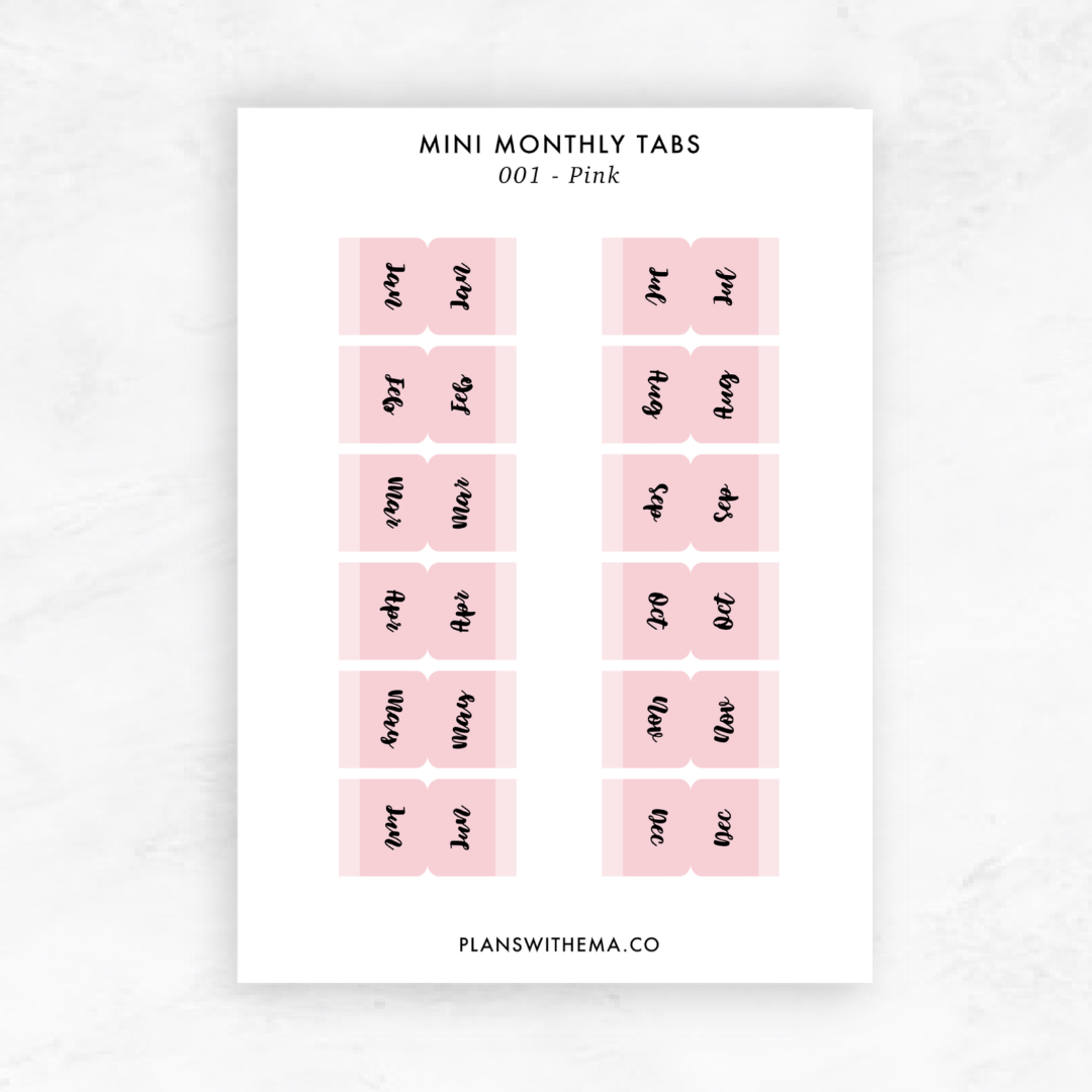 Mini Monthly Tabs Sticker