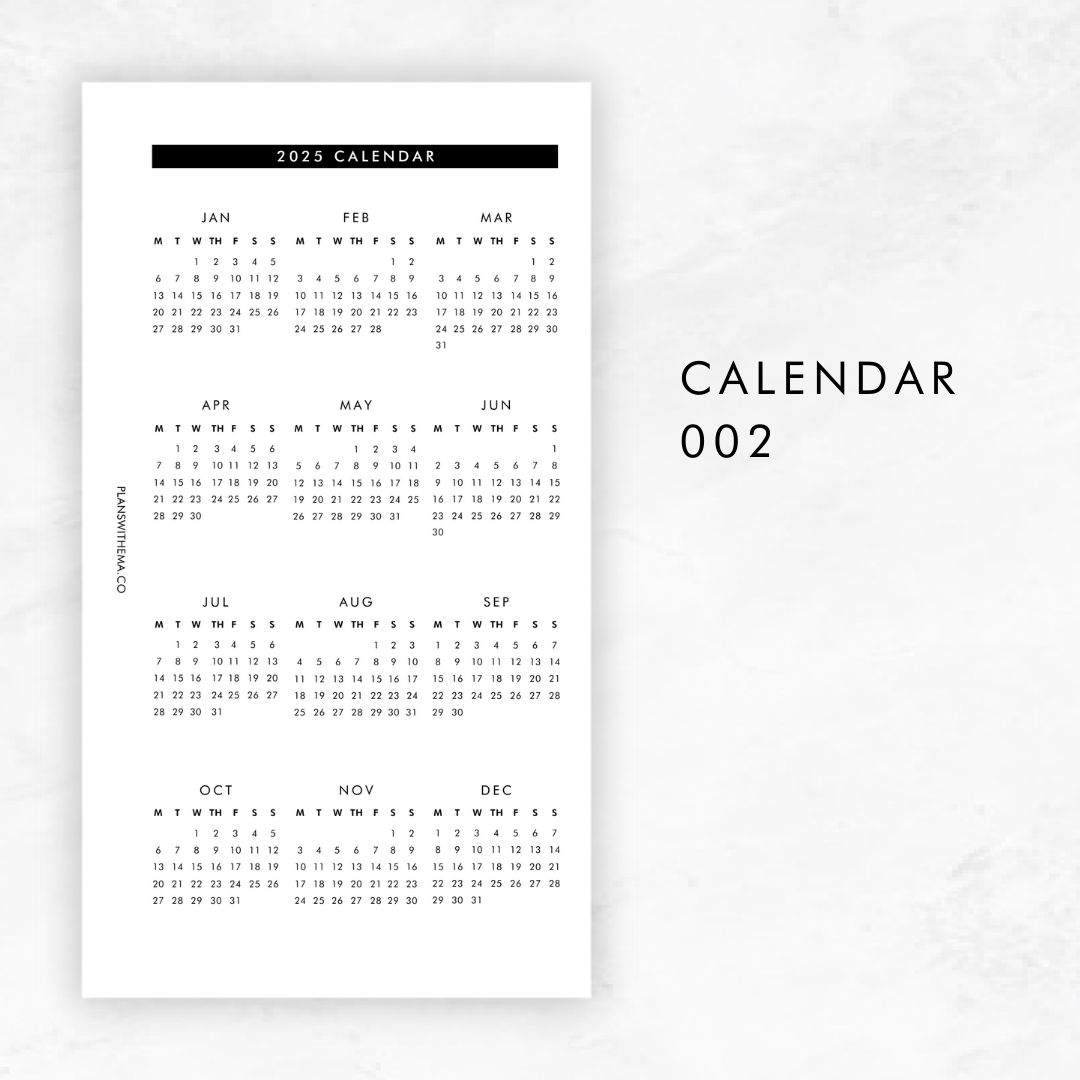 2025 Calendar | Yearly Overview