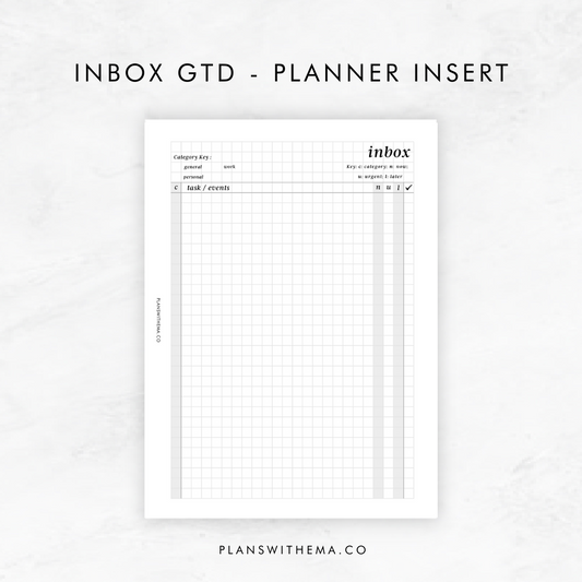 Inbox GTD | Planner Inserts