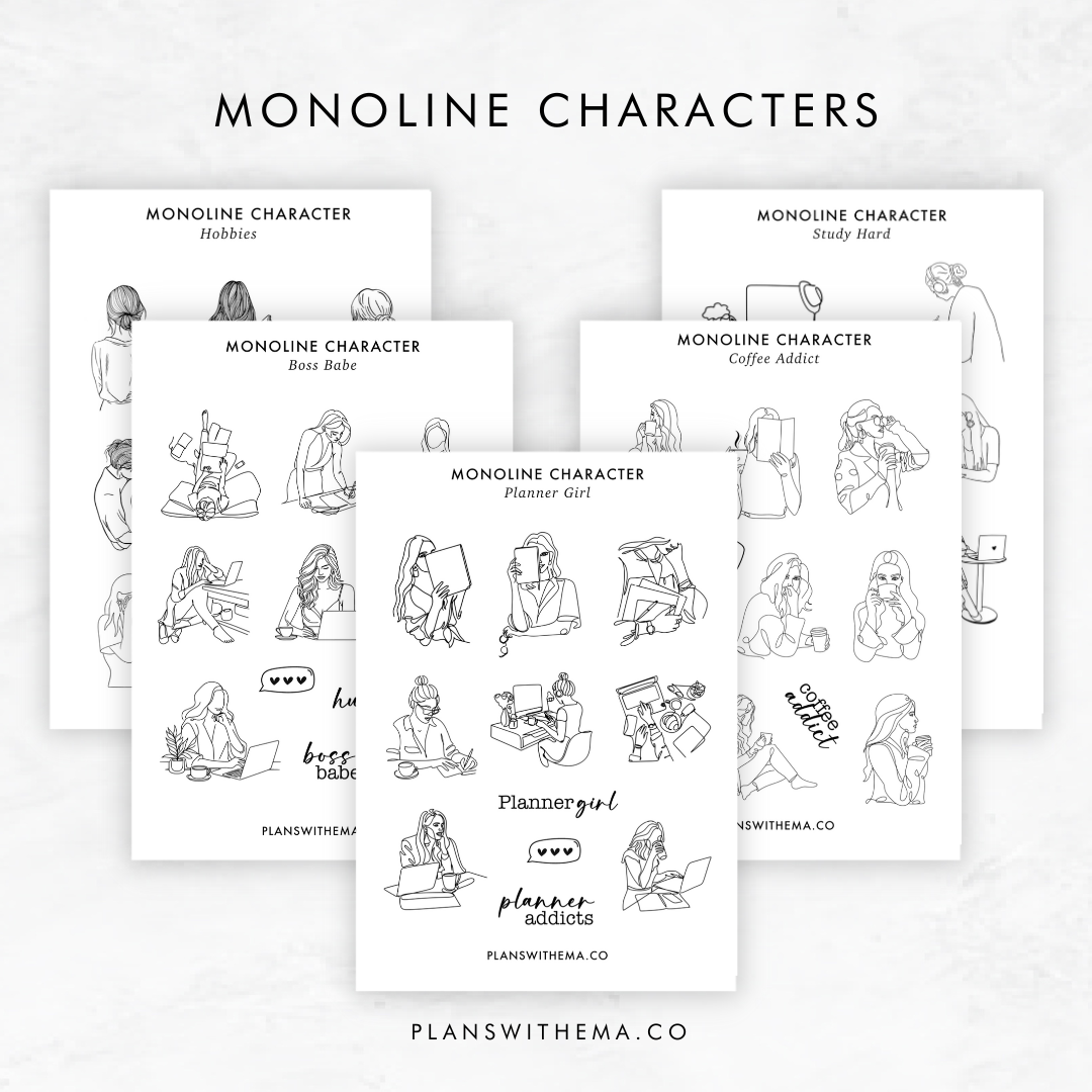 Monoline Character Stickers