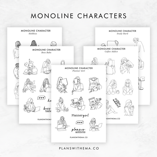 Monoline Character Stickers