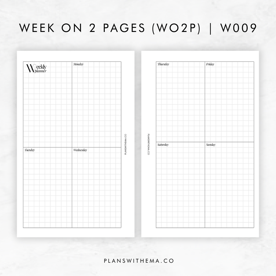 Weeks on 2 Page (WO2P) Planner Inserts | W011