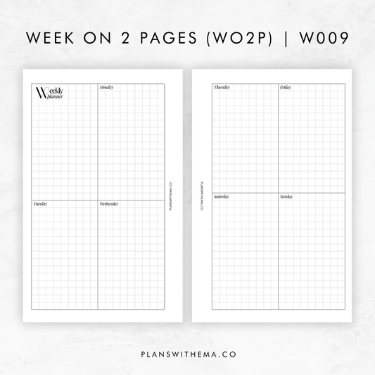 Weeks on 2 Page (WO2P) Planner Inserts | W011