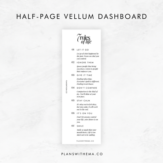 7 Rules of Life | Half-Page Vellum Dashboard