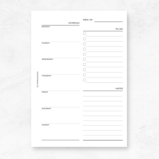 Weeks on 1 Page (WO1P) Planner Inserts | W001