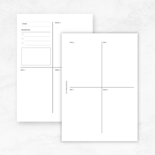 Weeks on 2 Page (WO2P) Planner Inserts | W006