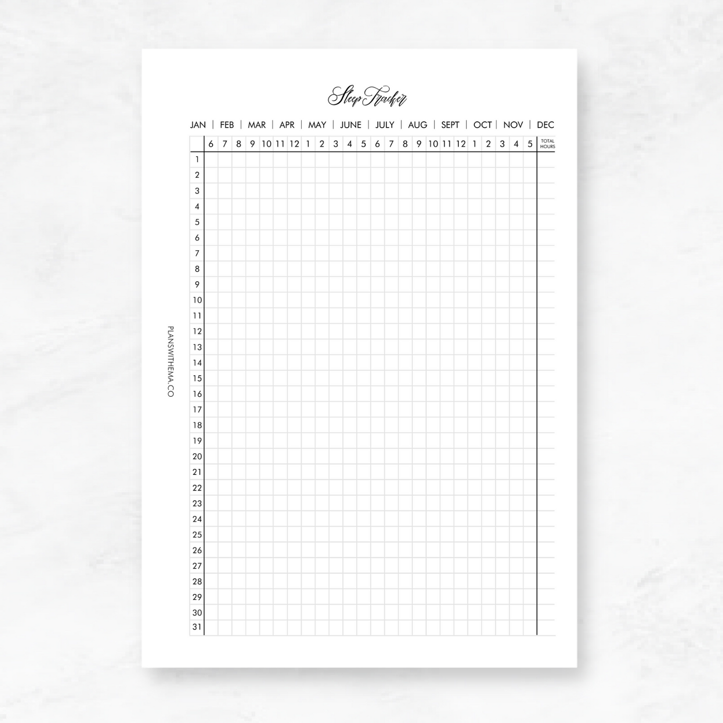 Sleep Tracker Planner Inserts