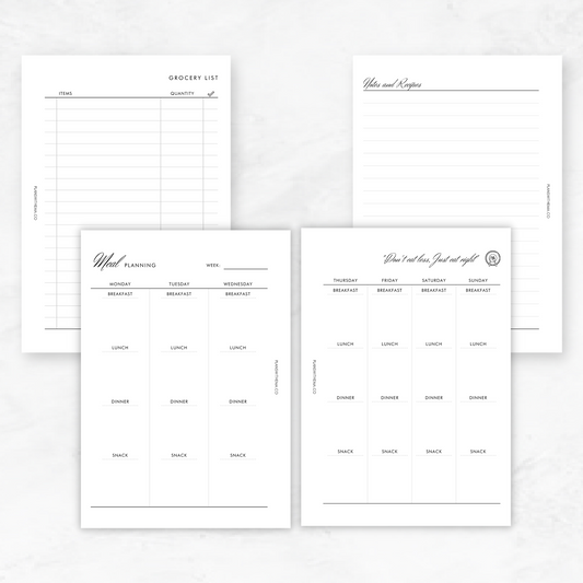 Meal Planning Planner Inserts