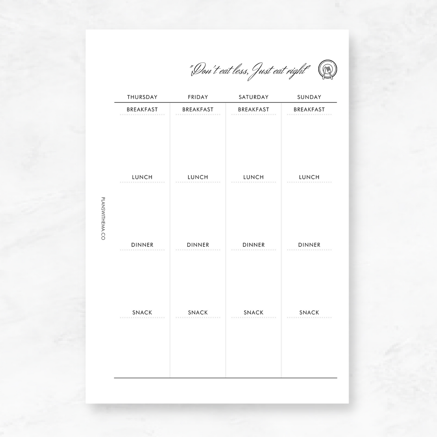 Meal Planning Planner Inserts