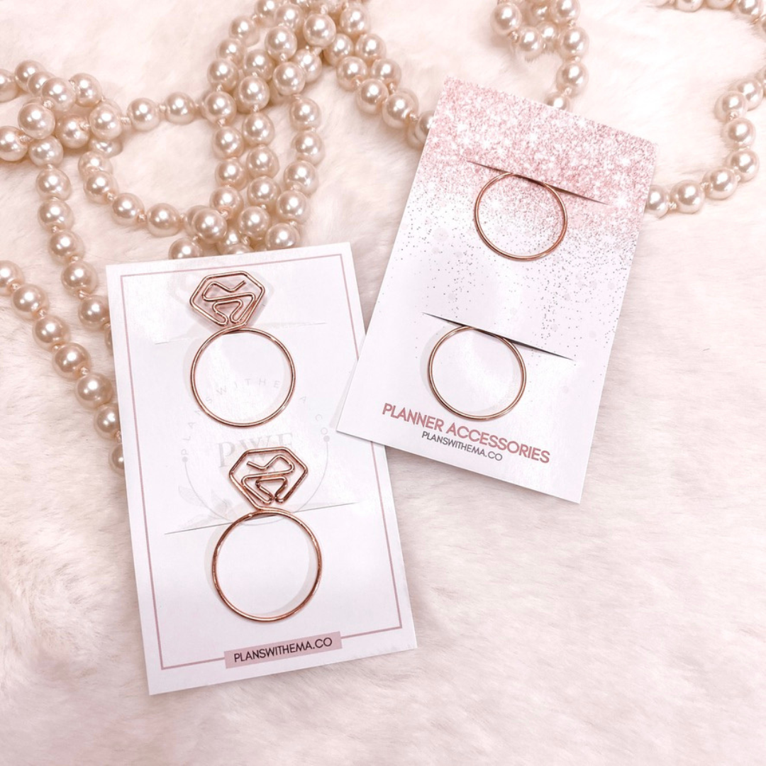 Rosegold Diamond Ring Paper Clips