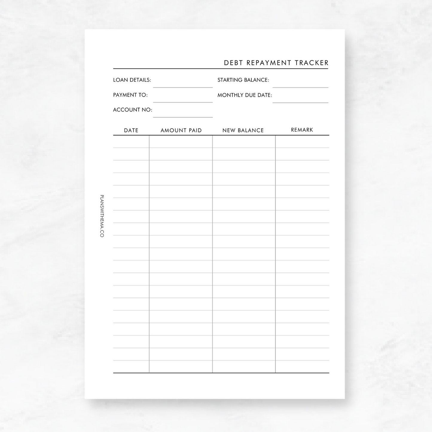 Finance Planner Inserts